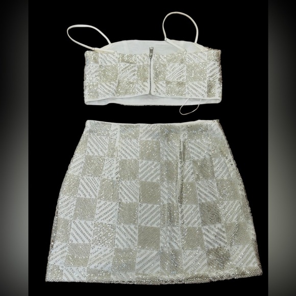 RAMY BROOK***Sequined Embellised Top w/ Matching Mini Skirt***Small $785 - Picture 5 of 6